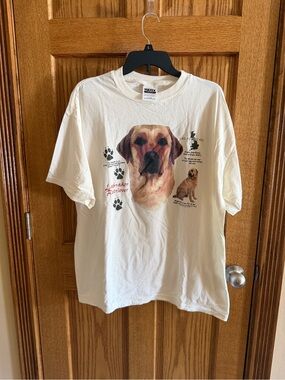 Tultex Cream Xl Graphic Labrador Retriever Dog Tee with Black Paw Accents